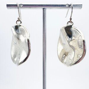 Freeform Circle Dangle Earrings VTG Solid Sterling Silver 925 Size 2" Length